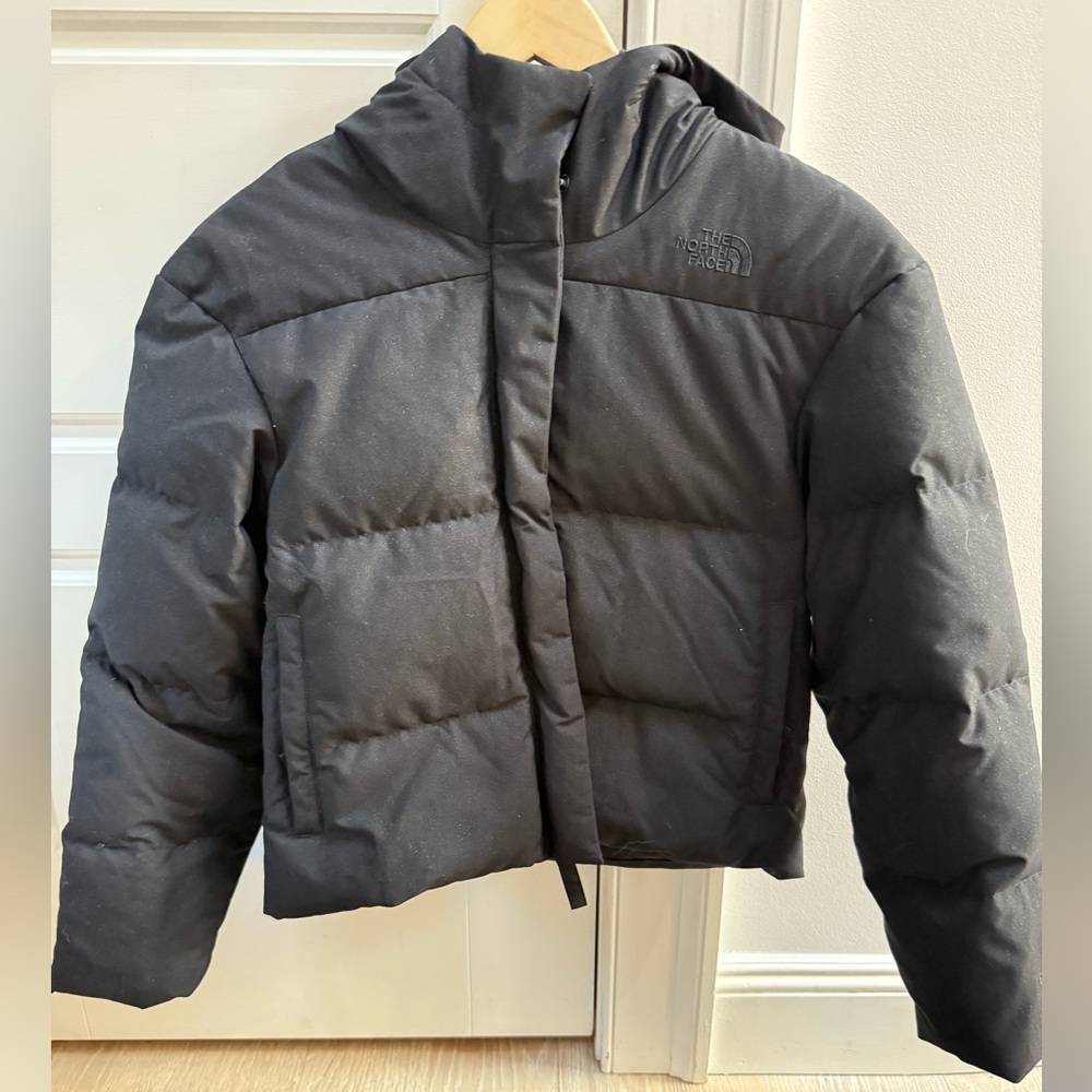 Girls North Face glitter puffer jacket